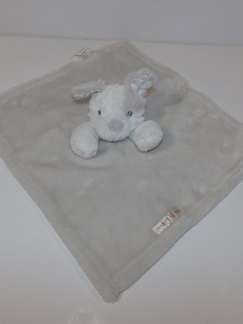 Blanket & Beyond Gray White Puppy Dog Security Blanket Plush Baby Lovey Nunu